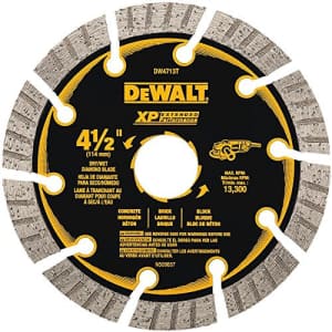 DEWALT DW4713TB 4-1/2" XP Turbo Seg Diamond Blade, Bulk 10PK for $15