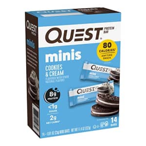 Quest Nutrition Mini Cookies & Cream Protein Bars, High Protein, Low Carb, Keto Friendly, 14 Count for $20