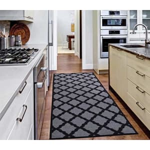 Ottomanson PNK7028-20X59 Trellis Rug, 20 Inch x 59 Inch, Dark Gray for $27
