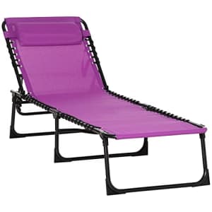 Outsunny Folding Chaise Lounge Pool Chair, Patio Sun Tanning Chair, Outdoor Lounge Chair w/ for $67