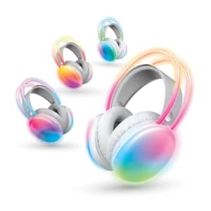 Brookstone Wireless Silent Disco Headphones, Multicolor LED Lights, Bluetooth 5.0, Up to 10 Hours for $80