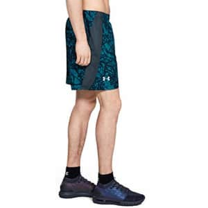 Under Armour Men's Launch Stretch Woven 7-inch Printed Shorts, Wire (073)/Reflective, Small for $40