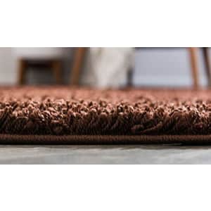 Unique Loom Solo Solid Shag Collection Modern Plush Chocolate Brown Area Rug (8' 0 x 10' 0) for $182