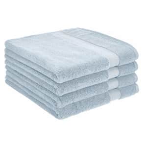 AmazonBasics Dual Performance Bath Towel - 4-Pack, Light Blue for $49