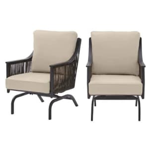 Hampton Bay Bayhurst Rocking Lounge Chair 2-Pack for $207 Hampton Bay Bayhurst Rocking Lounge Chair 2-Pack for $207