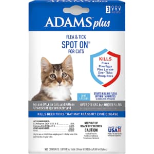 Adams Plus Flea & Tick Spot On for Cats for $5