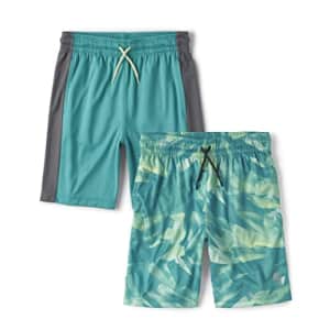 The Children's Place Boys' Performance Basketball Shorts 2 Pack, Aqua Multi, Small for $10