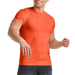 Hanes Men's Originals Lightweight Cotton T-Shirt, Big & Tall, Crewneck Tee, Solar Crimson for $11