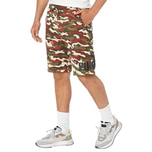 PUMA Men's Big & Tall Camo All Over Print Fleece Shorts, Forest Night, 4X-Large for $19