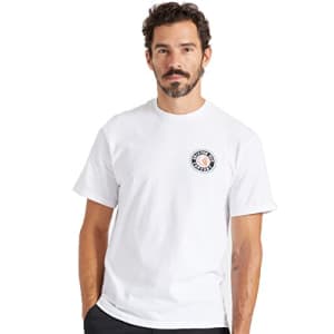 Brixton Men's Rival II Short Sleeve Standard T-Shirt, White/Teal, XX-Large for $19