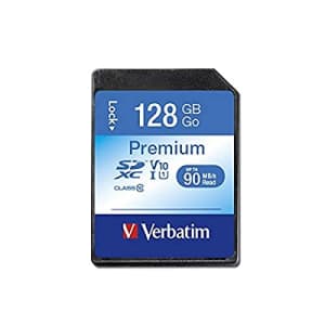 Verbatim 128GB Premium SDXC Memory Card, UHS-I V10 U1 Class 10 for $22 Verbatim 128GB Premium SDXC Memory Card, UHS-I V10 U1 Class 10 for $22