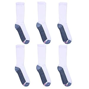 Hanes mens Max Cushion Socks, Available in 6 and 12-pair Pack B T ComfortTop White Crew, White/Grey for $8
