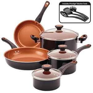 Farberware Glide Dishwasher Safe Nonstick Cookware Pots and Pans Set, 11 Piece, Black for $100
