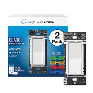 Lutron Claro Smart Switch for Caseta Smart Lighting, for On/Off Control of Lights or Fans | for $98