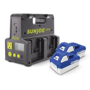 Sun Joe 24V iON+ Hot-Swap Powered Inverter Power Station + 2 EcoSharp 24V 4Ah Batteries for $199 Sun Joe 24V iON+ Hot-Swap Powered Inverter Power Station + 2 EcoSharp 24V 4Ah Batteries for $199