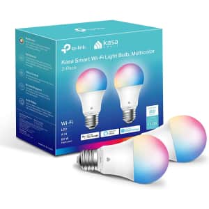 TP-Link Kasa Multicolor LED Smart Light Bulb 2-Pack for $17