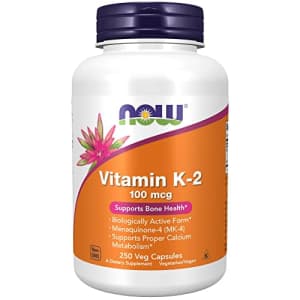 Now Foods NOW Supplements, Vitamin K-2 100 mcg, Menaquinone-4 (MK-4), Supports Bone Health*, 250 Veg Capsules for $15