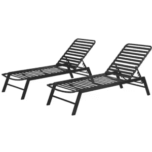 Hampton Bay Adjustable Outdoor Strap Chaise Lounger 2-Pack for $75