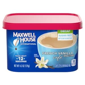 Maxwell House International Sugar-Free French Vanilla Caf-Style Decaf Instant Coffee Beverage Mix, for $3