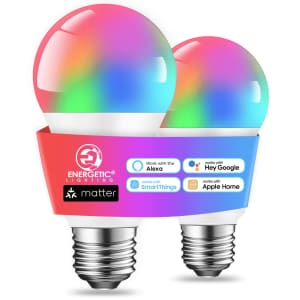 Energetic Lighting WiFi Smart Light Bulb 2-Pack for $7