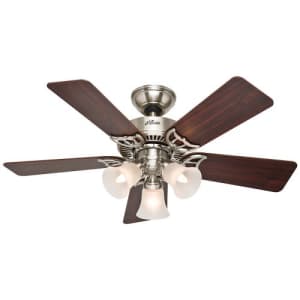 Hunter Fan Hunter Southern Breeze Indoor Ceiling Fan with LED Light and Pull Chain Control, 42", Brushed Nickel for $130