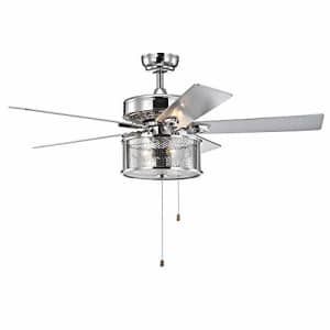 Warehouse of Tiffany CFL-8425CH Kostorn Chrome 52-Inch Lighted Honeycomb Mesh Shade Ceiling Fan, for $200