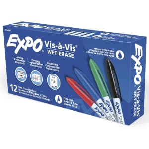 Expo Vis-a-Vis Wet Erase Markers 12-Pack for $8.78 via Sub & Save