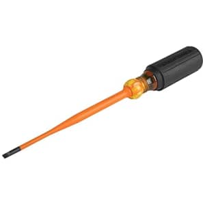 Klein Tools Slim Tip Insulated Screwdriver 3/16" Cabinet 6" Round Shank for $23
