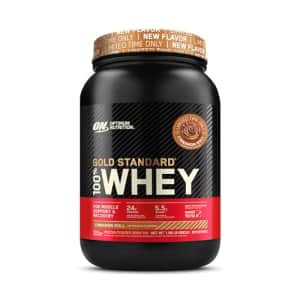 Optimum Nutrition New Flavor Gold Standard 100% Whey Protein Powder, Cinnamon Roll, 2 Pound for $43