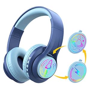iClever TransNova Replaceable Plate Bluetooth Headphones, Colorful RGB Light Up 74/85/94dB Volume for $40