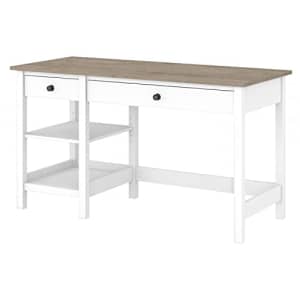 Bush Furniture Mayfield 54W Computer Desk with Shelves in Pure White and Shiplap Gray| Table and for $199