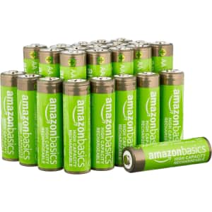 Amazon Basics AA Rechargeable Batteries 24-Pack for $10