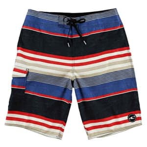 O'NEILL Men's Santa Cruz Striped Boardshorts, Size 32, Black/Charcoal Blue for $27