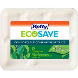 Hefty EcoSave Compostable 5-Compartment Tray 12-Pack for $3