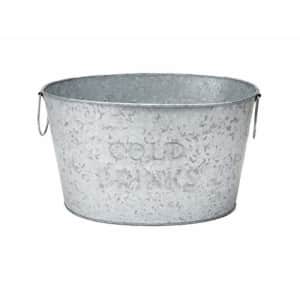 Mind Reader Round Galvanized Steel Beverage Tub with Handles, Party Basket for Drinks, Ice, Rustic for $25