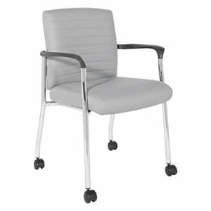 Office Star Faux Leather Guest Chair with Chrome Frame, Grey for $167