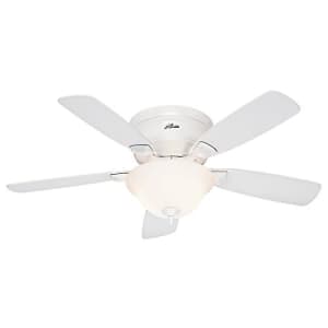 Hunter Fan Hunter Indoor Low Profile Ceiling Fan with LED Light and Pull Chain Control, 48", White for $150