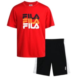 Fila Boys' Active Shorts Set - 2 Piece Dry Fit T-Shirt and Performance Gym Shorts - Activewear for $15