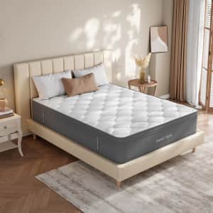 SweetNight Gloaming Queen 14" Hybrid Mattress + 2 Queen Cooling Pillows for $336