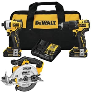 Dewalt Atomic 20V MAX Cordless Brushless Combo Kit 3 Tools: 1/2 in Drill/Driver DCD708B with 1/4 in for $319