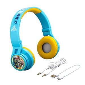 eKids Toy Story 4 Kids Bluetooth Headphones, Wireless Headphones with Microphone Includes Aux Cord, for $21