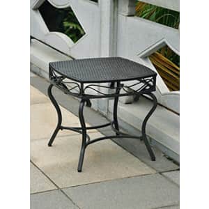International Caravan Wicker Resin/Steel Patio Side Table in Black Antique Finish for $84