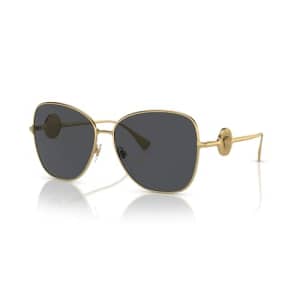 Versace Woman Sunglasses Gold Frame, Dark Grey Lenses, 60MM for $88