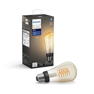 Philips Hue White Dimmable Filament ST19 LED Smart Vintage Edison Bulb, Bluetooth & Hub compatible for $28