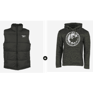 Canada Weather Gear Men's Logo Hoodie + Reebok Men's Puffer Vest for $30