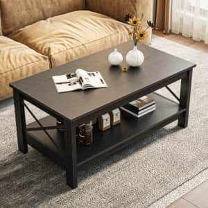 Yitahome Farmhouse Wood Coffee Table for $80