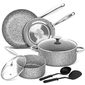 MICHELANGELO Pots and Pans Set 8 Piece, Cookware Set with Granite Coatings for Super Nonstick for $100
