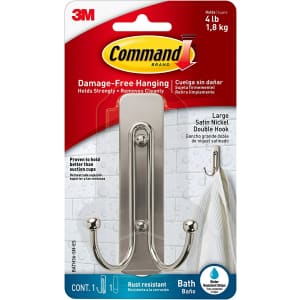 Command Large Double Bathroom Wall Hook for $8