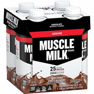 Muscle Milk Genuine Protein Shake, Chocolate, 25g Protein, 11 Fl Oz, 4 Pack for $17