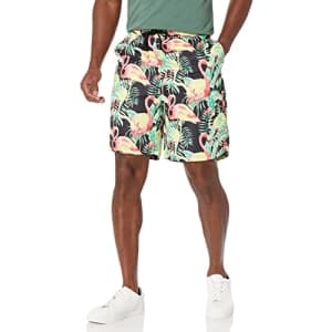 LRG Men's Logo Casual Drawstring Waist Shorts with Pockets, Black/Pink, Medium for $9